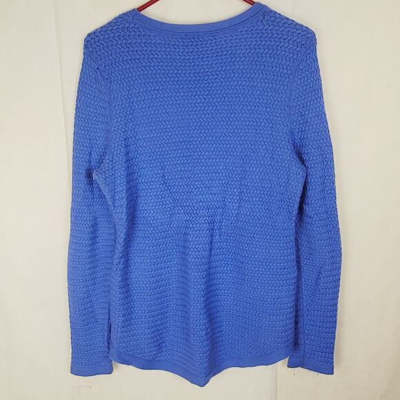Talbots lambs wool blue basketweave sweater Size medium Minimal Cozycore - Picture 3 of 7